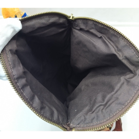 Lucky Brand Brown Leather Front Pockets Zipper Closure Shoulder Bag - Picture 8 of 13